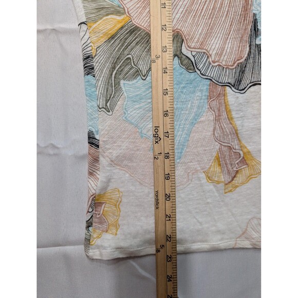 Chico's Shirt Womens L Large Multicolor Floral Print 100% Linen Lightweight Top - Picture 7 of 7